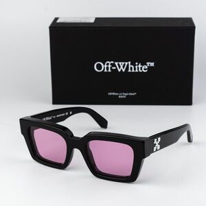 Off-White VIRGIL Women Sunglasses Black Pink Square OERI008 1030 NEW AUTHENTIC